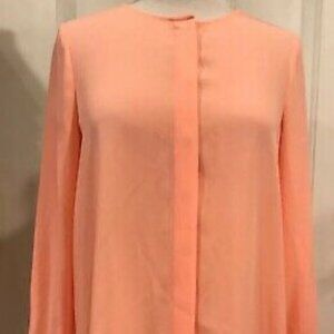 Cece by Cynthia Steffe Peach Pleated High-Neck Blouse